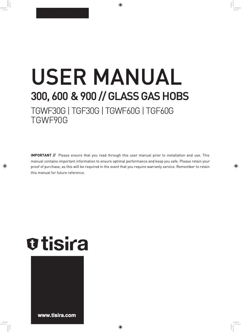First page image of the manual for TGF30G