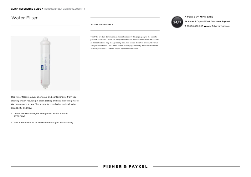 First page image of the manual for H0060823485A