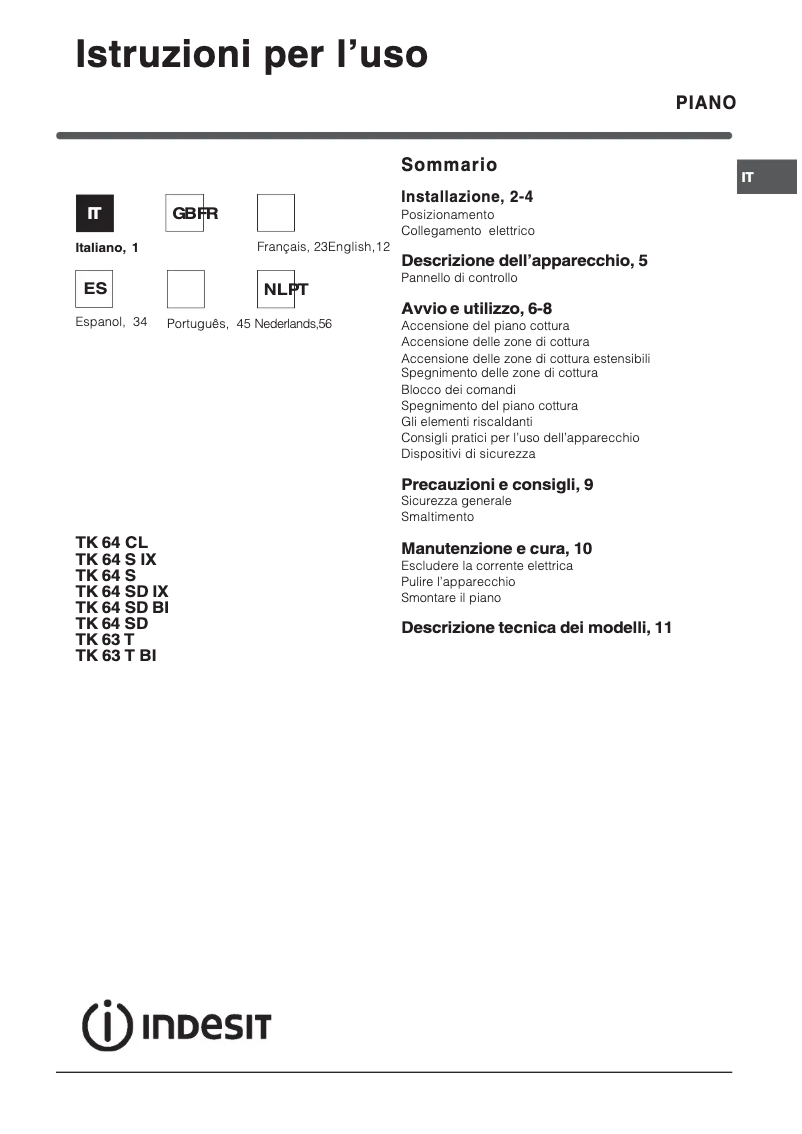 First page image of the manual for TK64