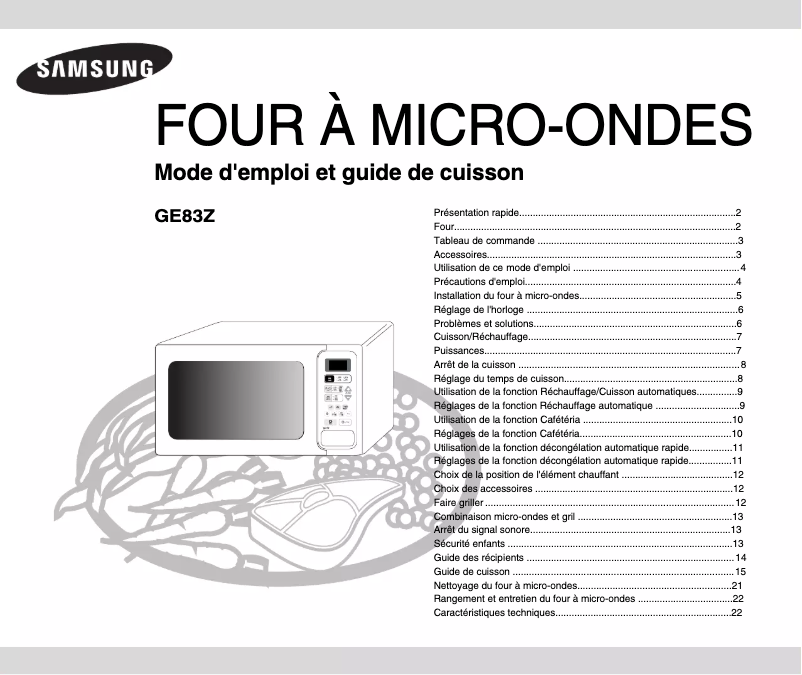 First page image of the manual for GE83Z