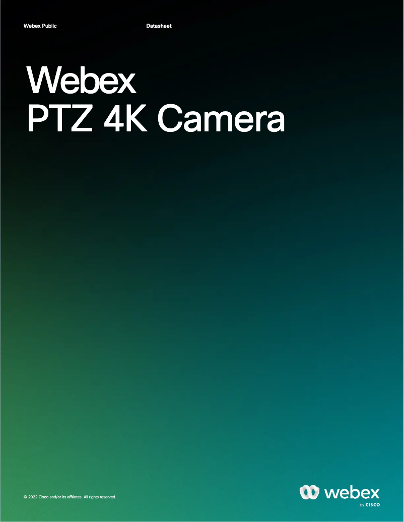 First page image of the manual for Webex PTZ 4K Camera