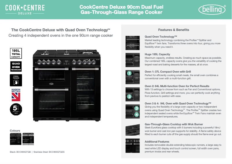 First page image of the manual for BCC900GTGB