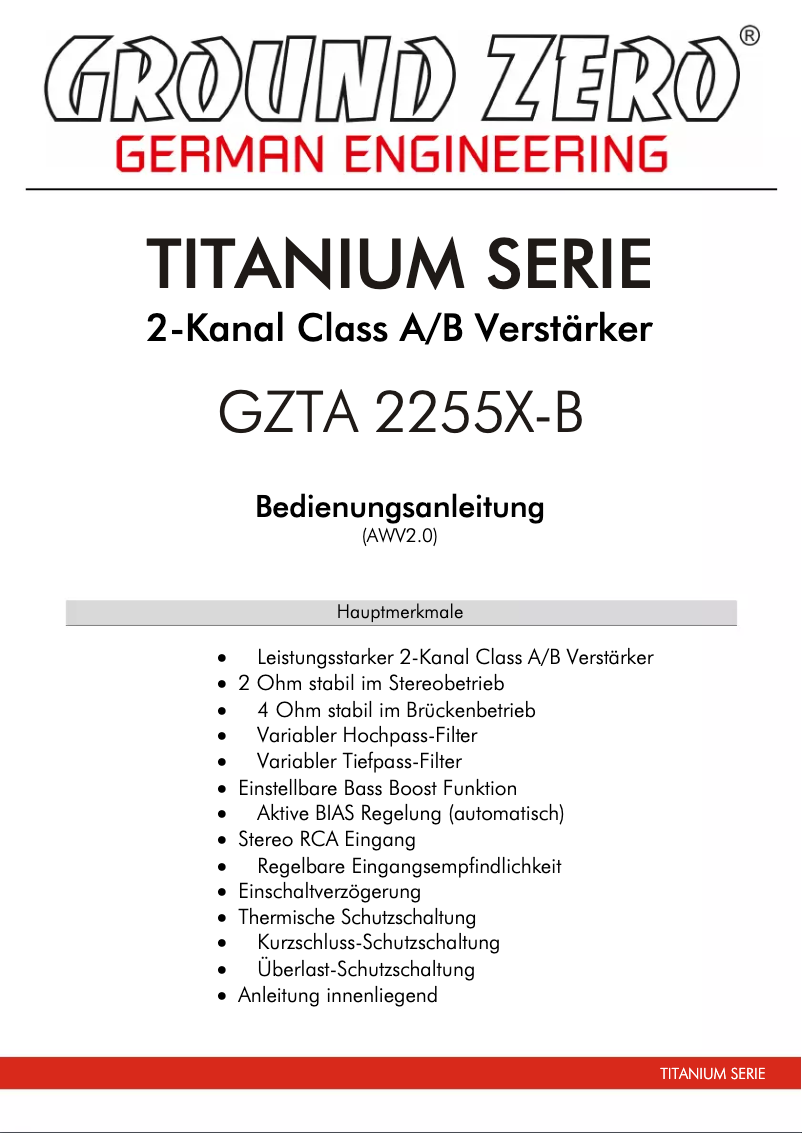 First page image of the manual for GZTA 2255X-B