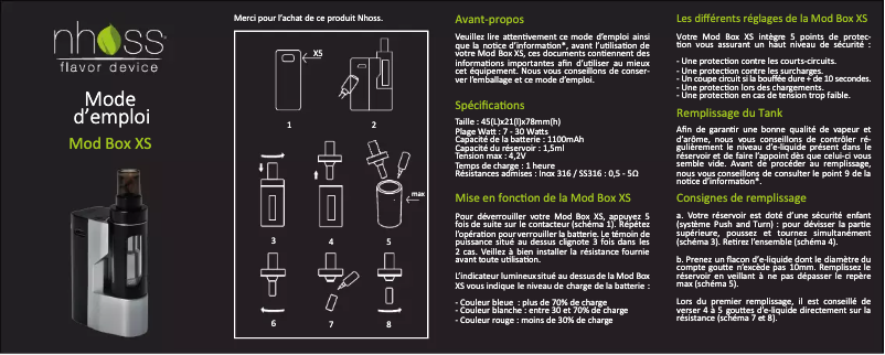 First page image of the manual for Mod Box XS
