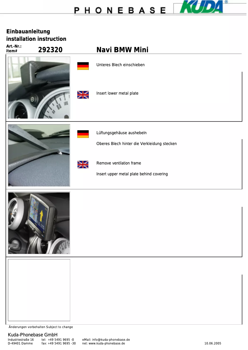 Page 1 of the manual User Manual Kuda 292325