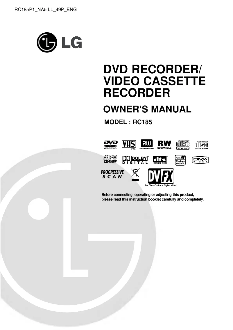 First page image of the manual for RC185P2