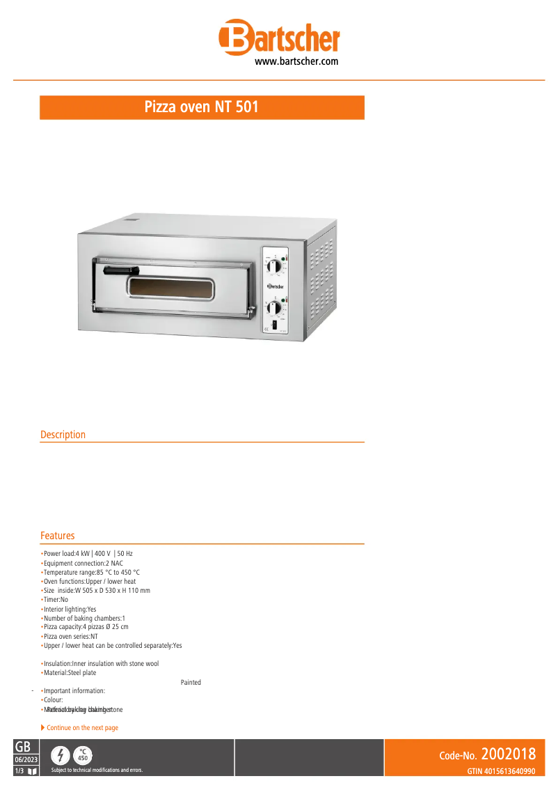 First page image of the manual for NT 501