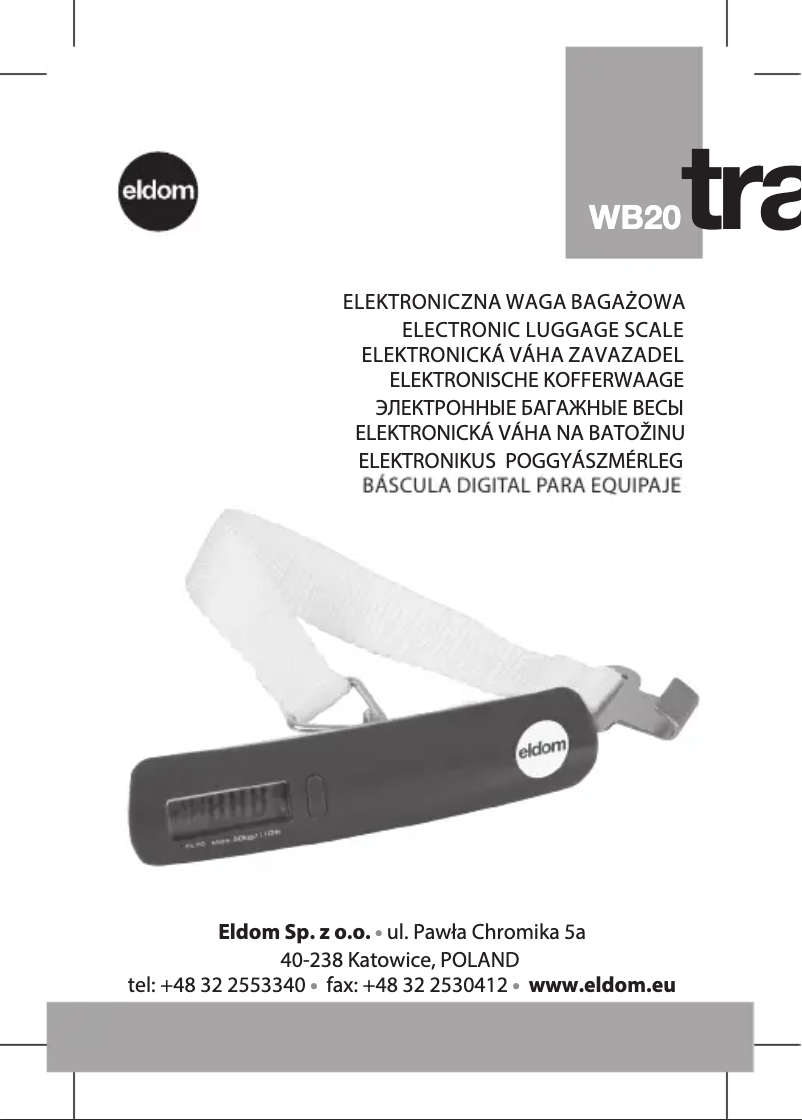 Page 1 of the manual User Manual Eldom Travel WB20