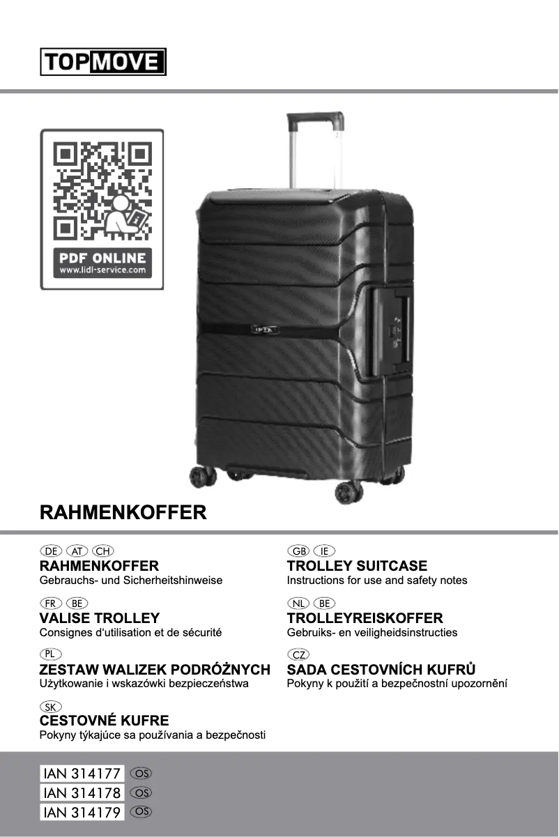 Page 1 of the manual User Manual Topmove IAN 314177