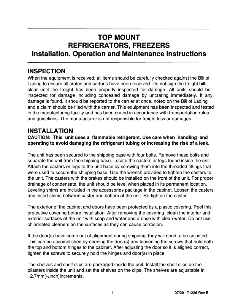 Page 1 of the manual User Manual Norlake AdvantEDGE NLTF49-S