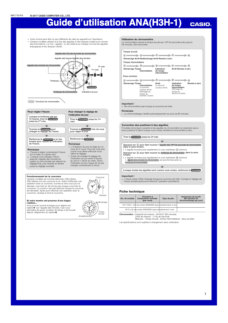 Page 1 of the manual User Manual Casio EFV-550D-1AVUEF
