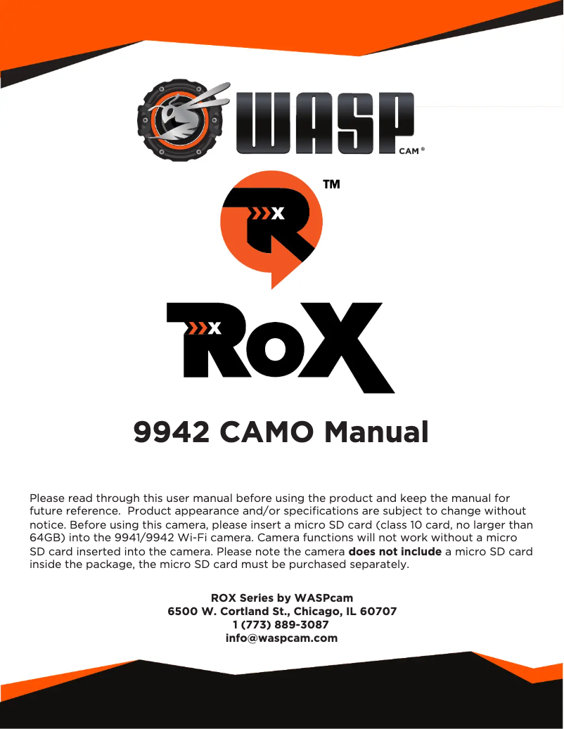 Page 1 of the manual User Manual Cobra WASPcam ROX 9942 Camo