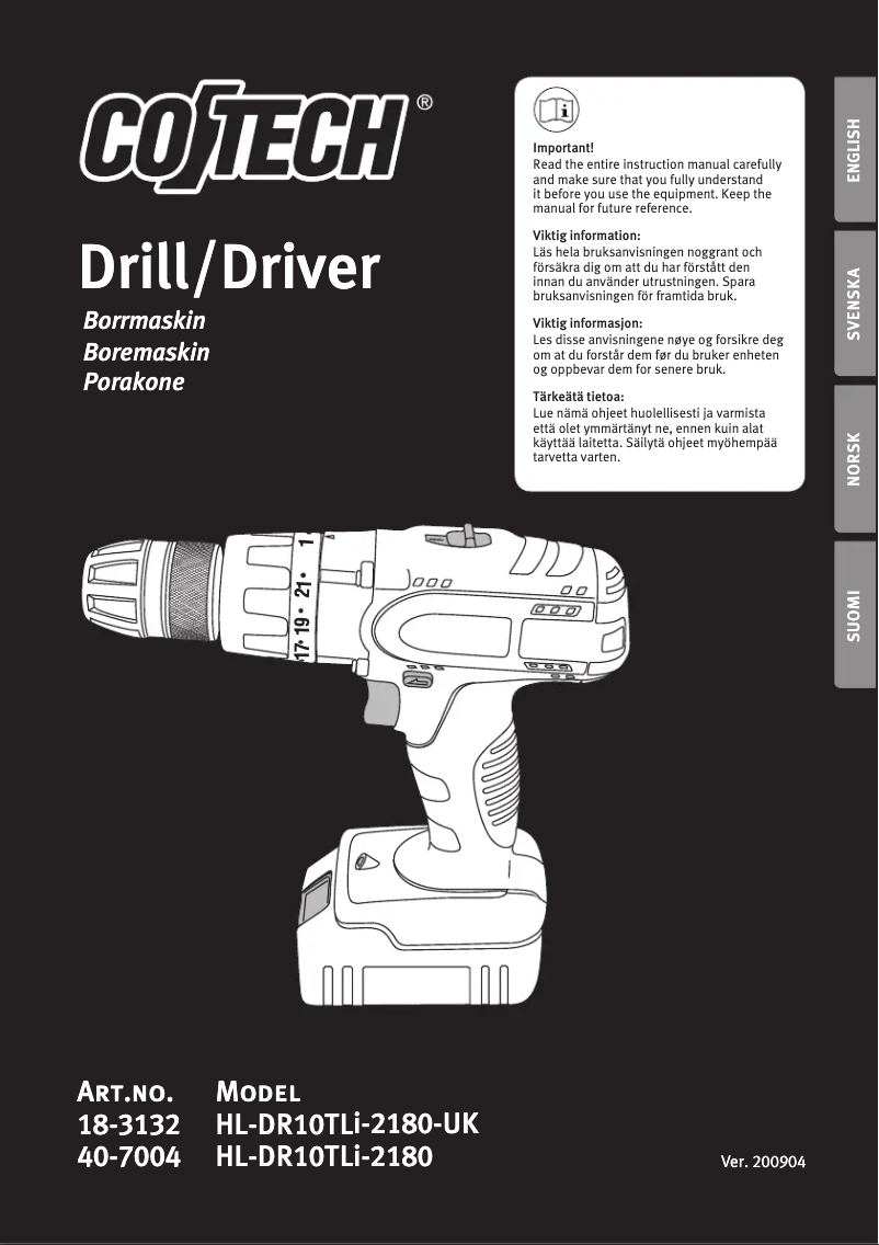Page 1 of the manual User Manual Cotech HL-DR10TLi-2180