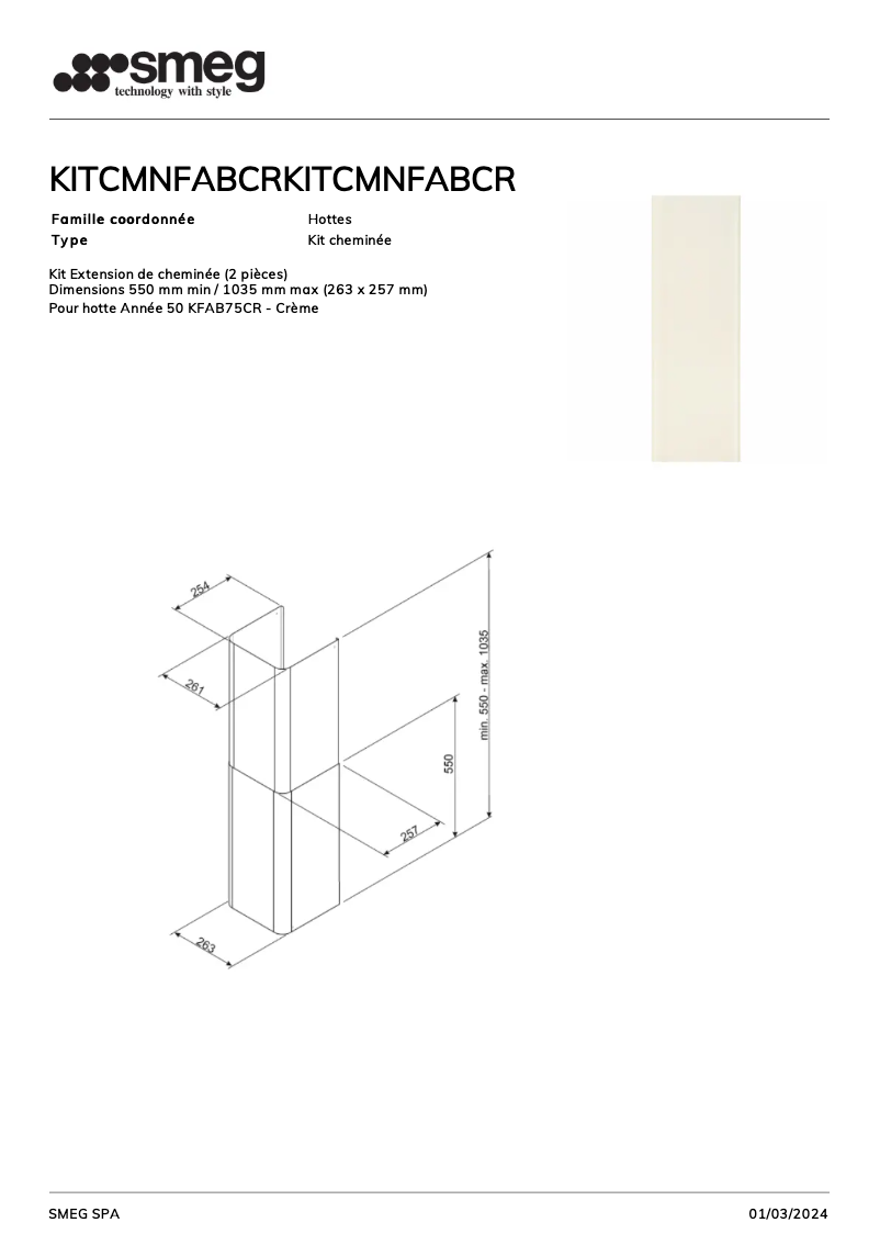 Page 1 of the manual User Manual Smeg KITCMNFABCR