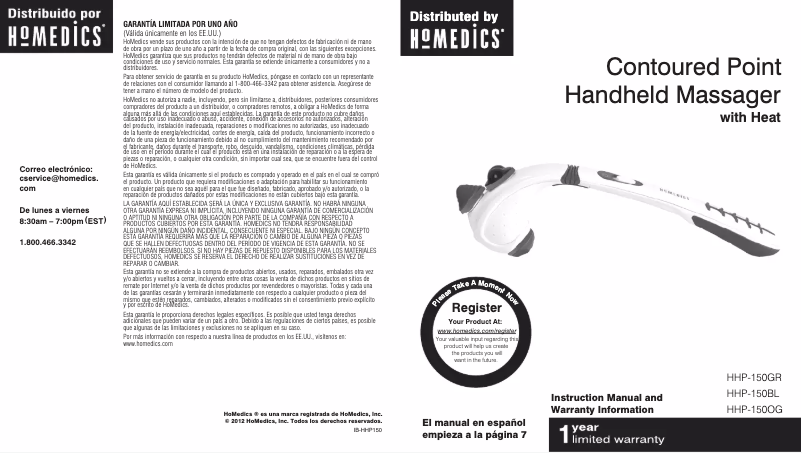 Page 1 of the manual User Manual Homedics HHP-150