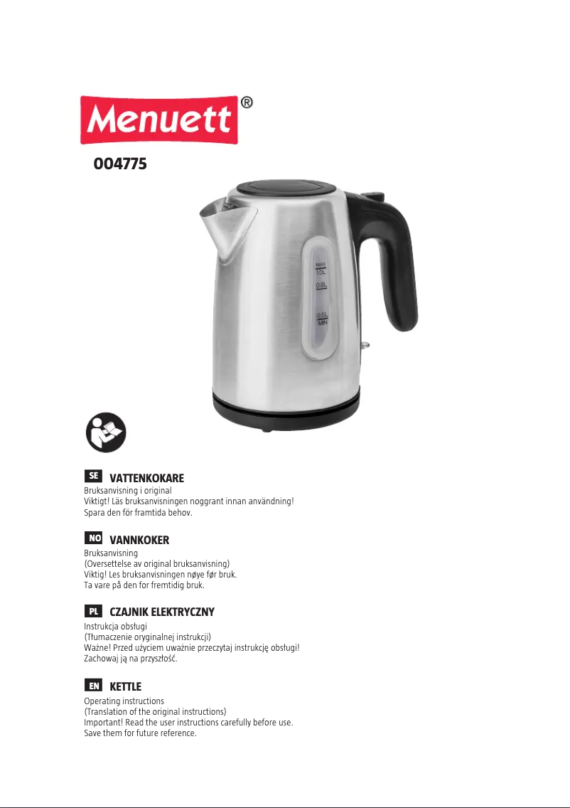 Page 1 of the manual User Manual Menuett 004-775