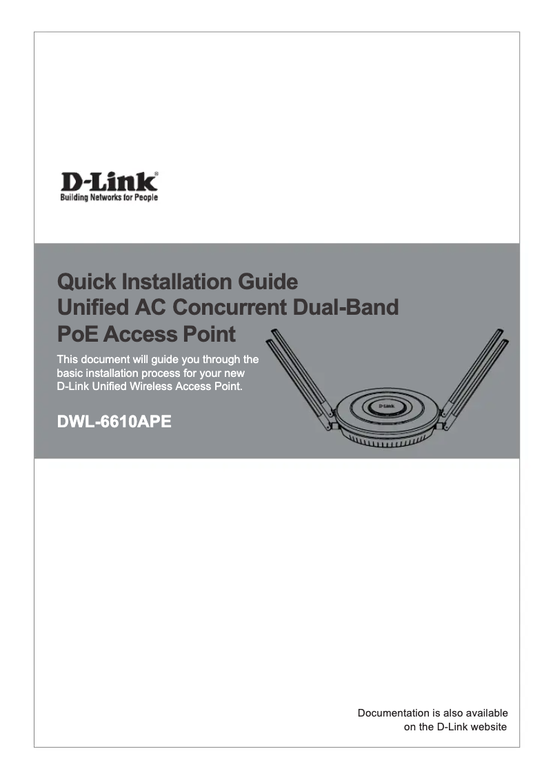 First page image of the manual for DWL-6610APE