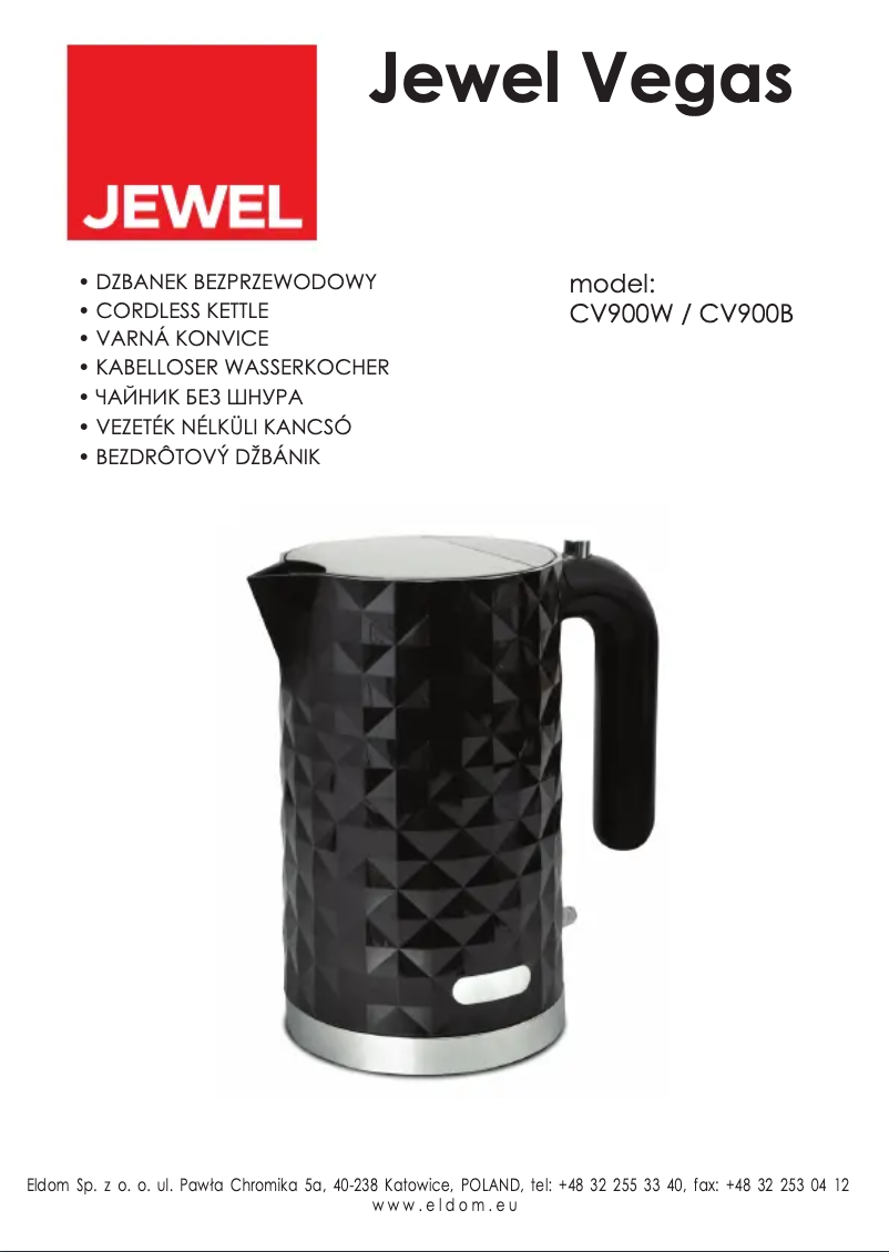 First page image of the manual for Jewel Vegas  CV900B
