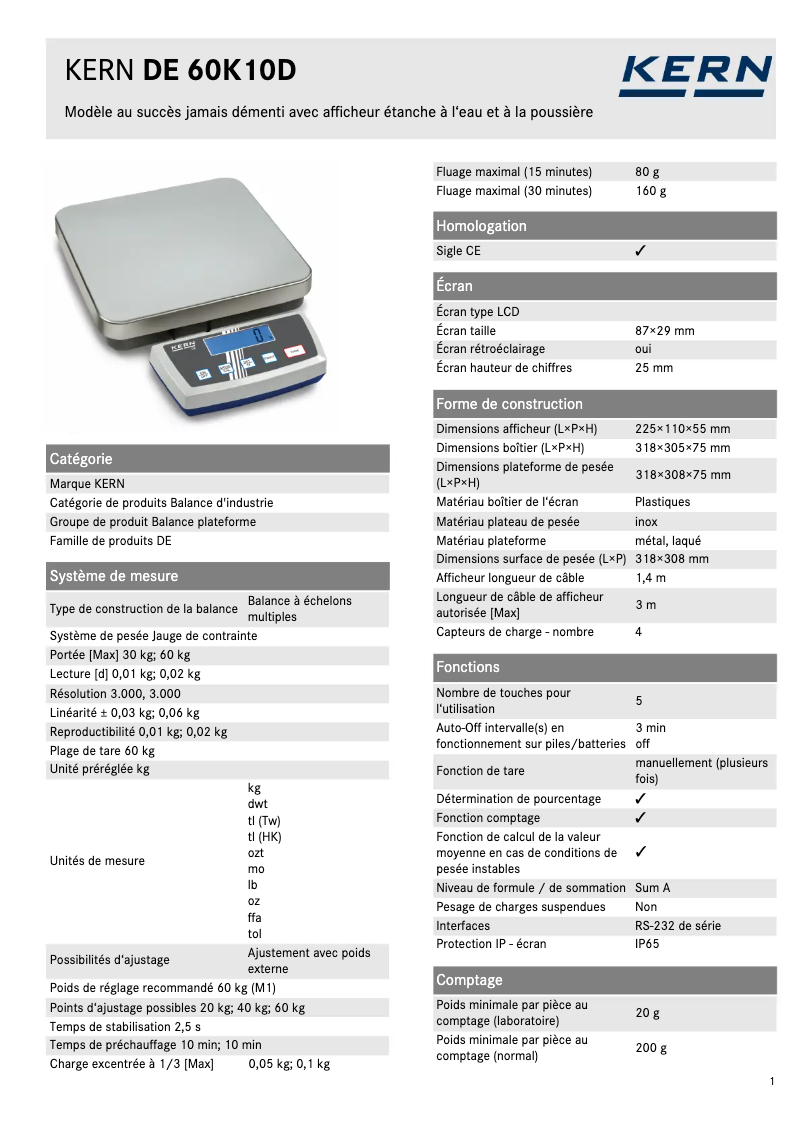First page image of the manual for DE 60K10D