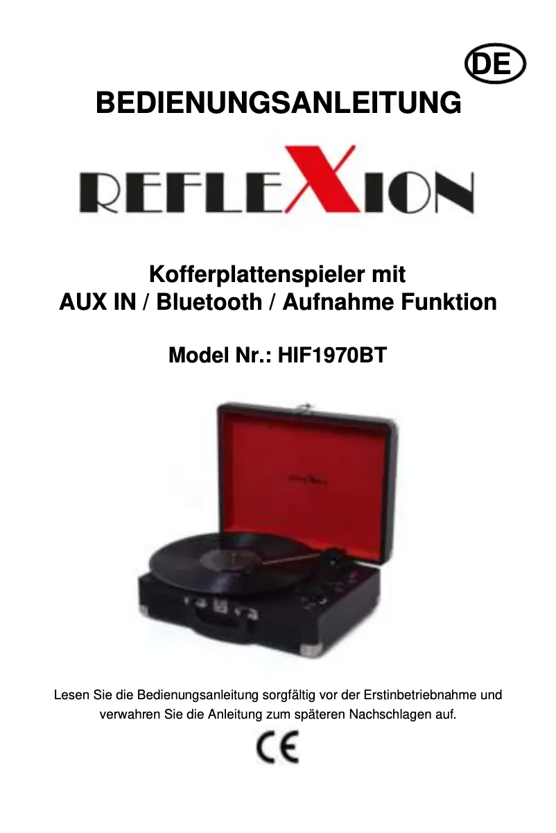 Page 1 of the manual User Manual Reflexion HIF1970BT