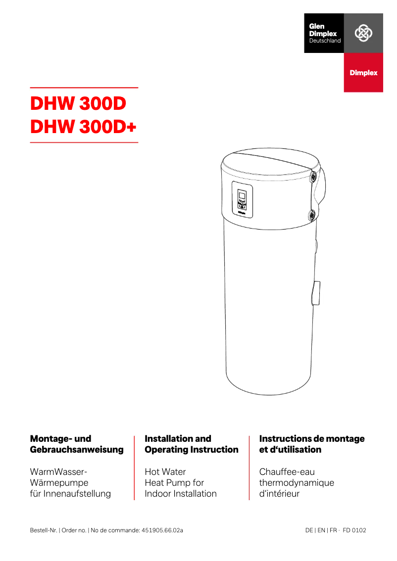 First page image of the manual for DHW 300D+