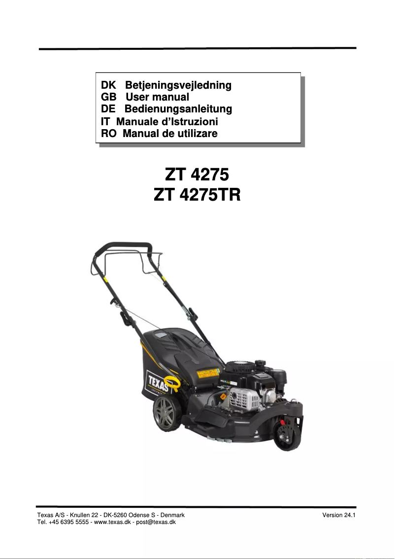 First page image of the manual for ZT 4275TR