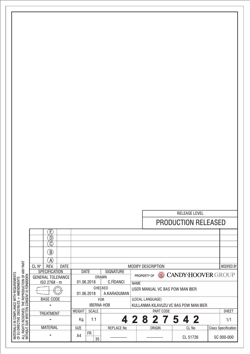 First page image of the manual for IBHC 605