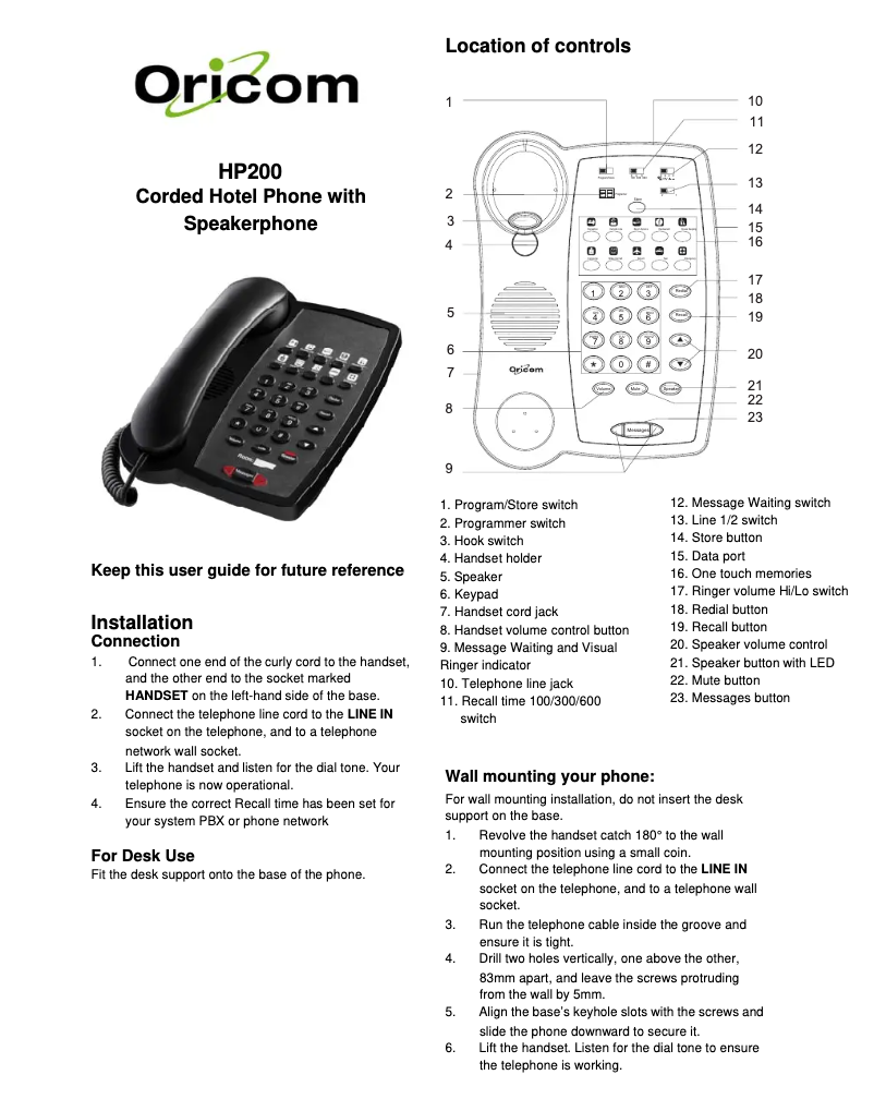 Image de la première page du manuel de l'appareil HP200