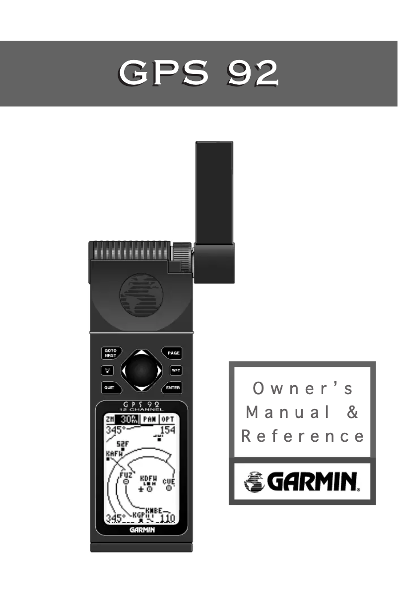 First page image of the manual for GPS 92