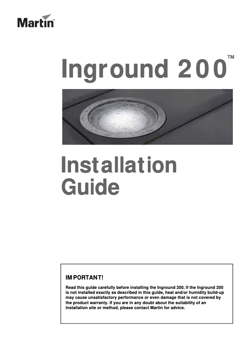 First page image of the manual for Inground 200 CMY
