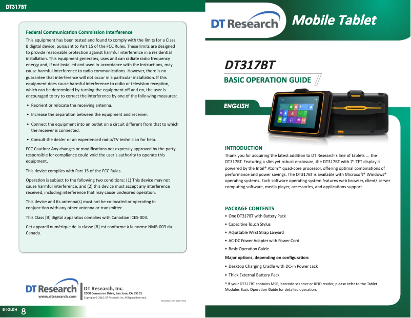 First page image of the manual for DT317BT