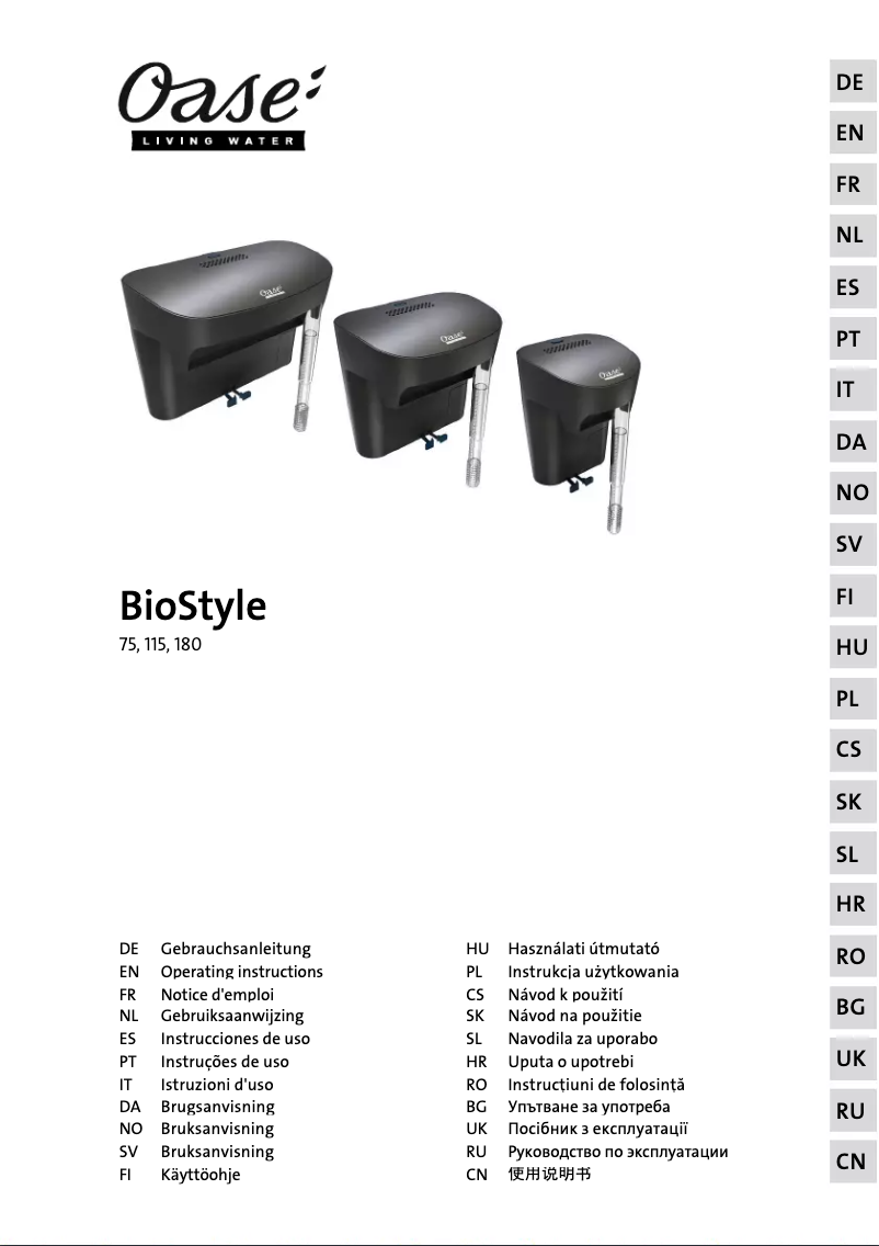 First page image of the manual for BioStyle 180