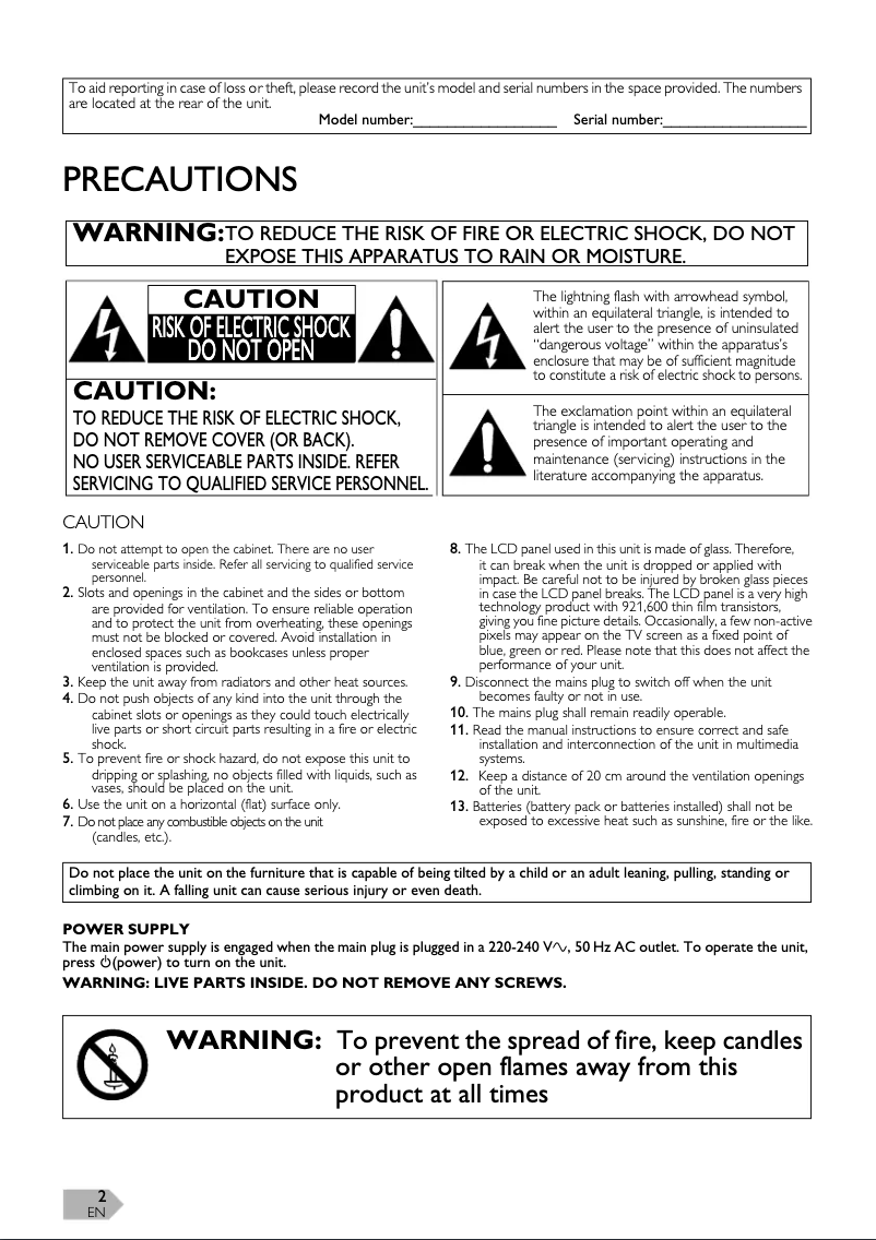 Page 1 of the manual User Manual Funai LED22T800