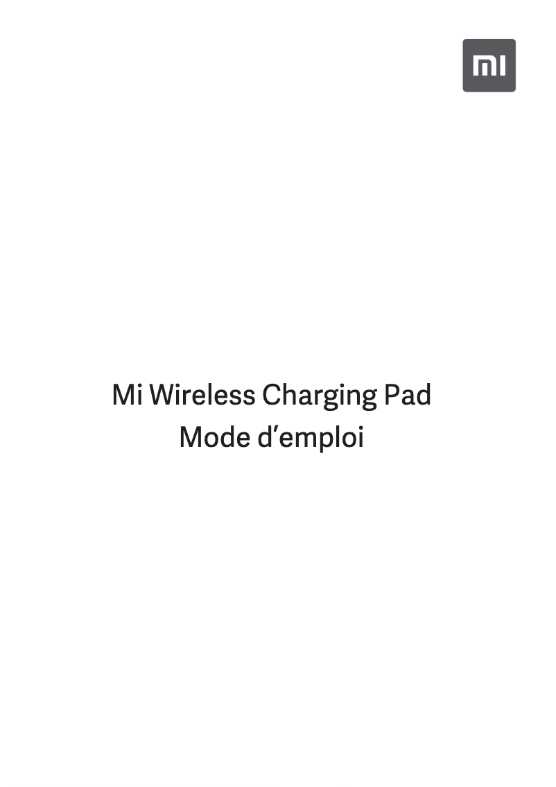 Page 1 of the manual User Manual Xiaomi Mi Wireless Charging Pad 