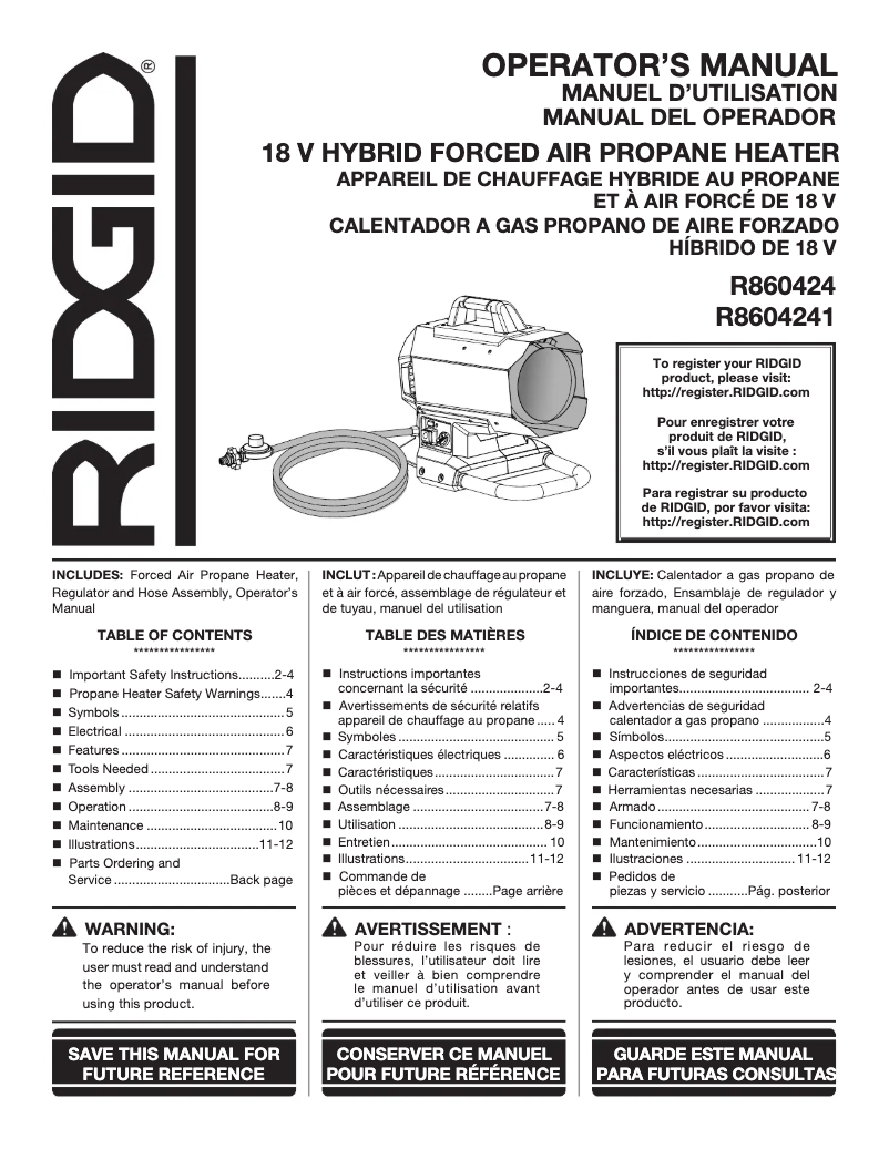 First page image of the manual for R860424