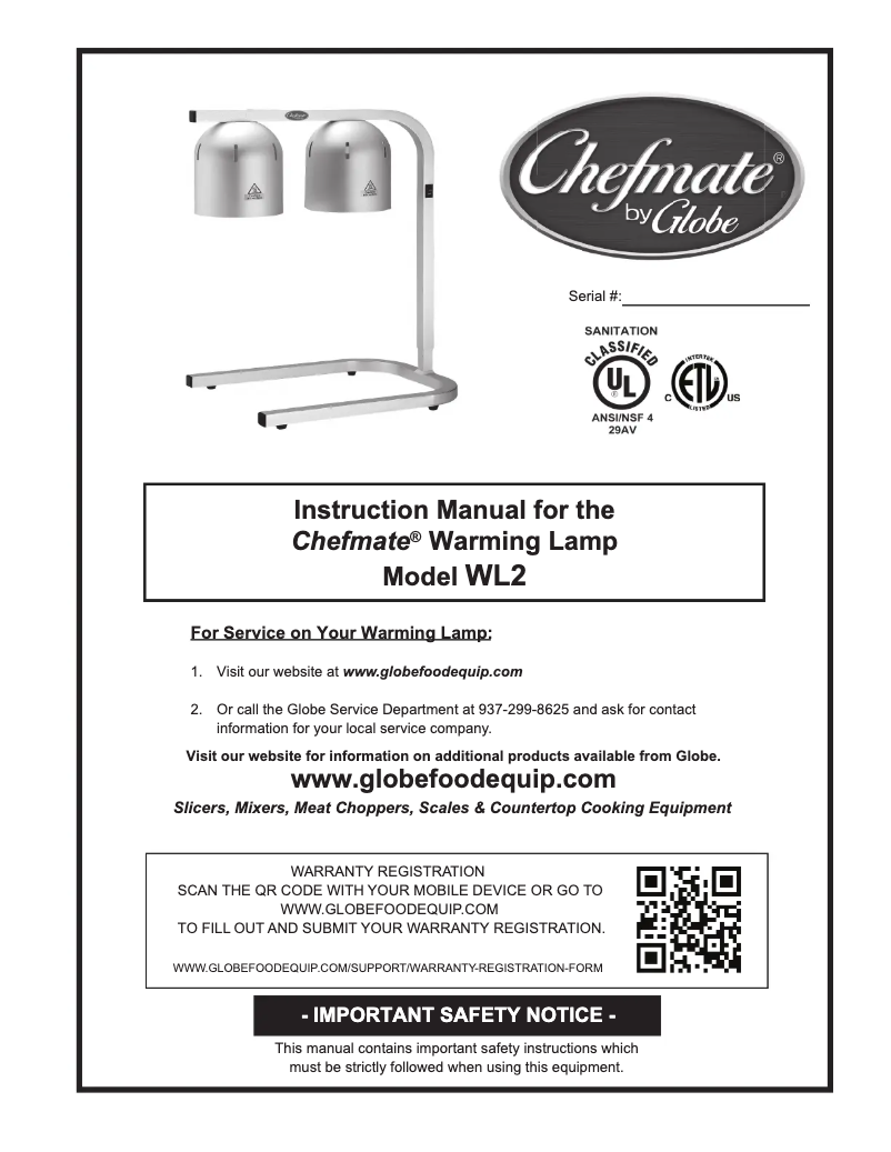 Page 1 of the manual User Manual Globe WL2