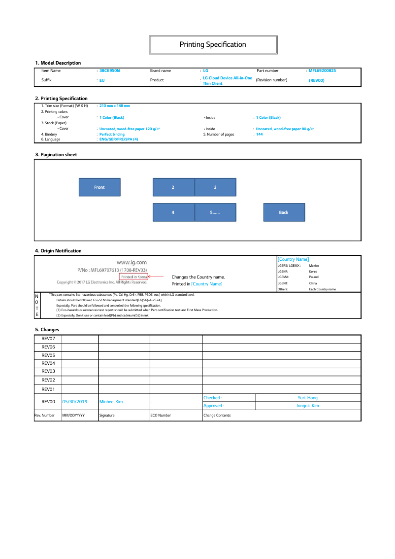 First page image of the manual for 38CK950N