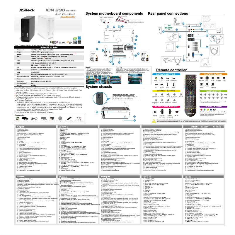 Page 1 de la notice Manuel utilisateur Asrock ION 330Pro