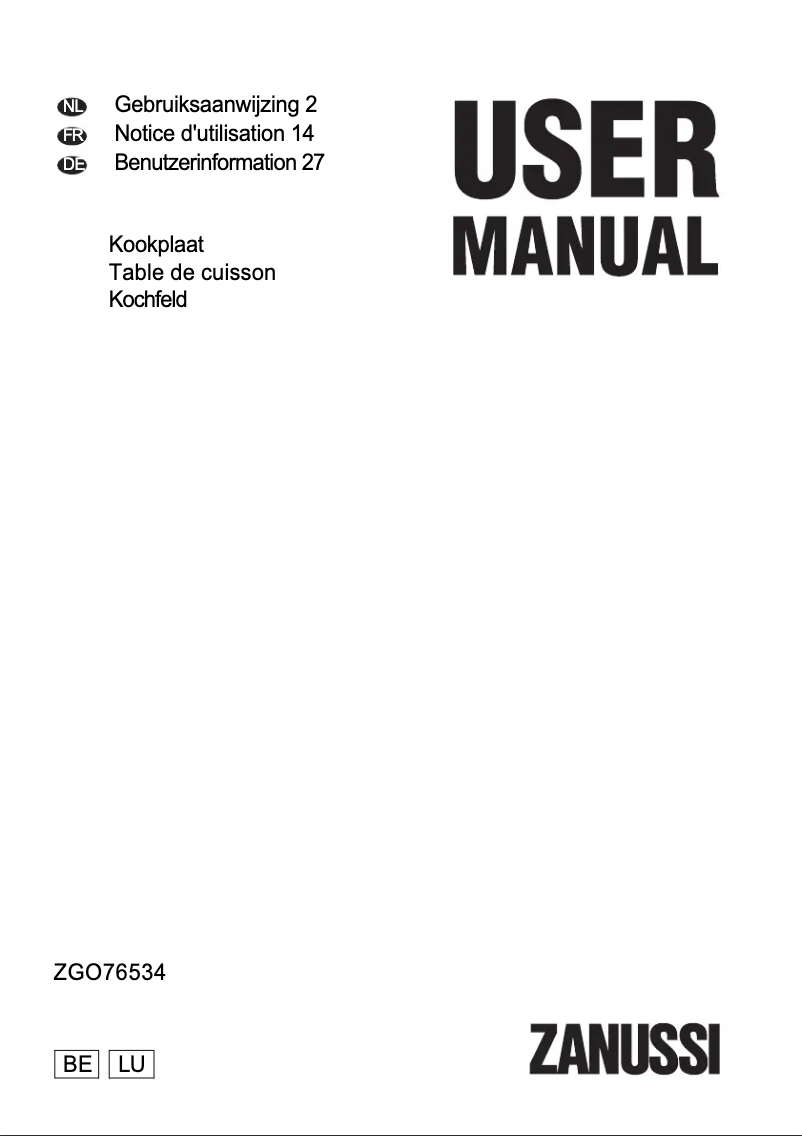 First page image of the manual for ZGO76534BA