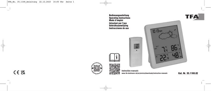 Page 1 de la notice Manuel utilisateur TFA CLEAR 35.1168.02