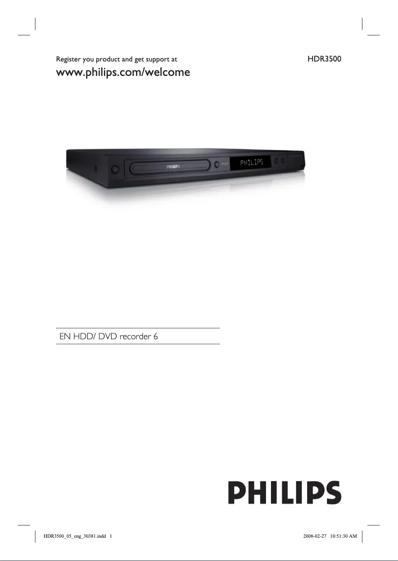 First page image of the manual for HDR3500