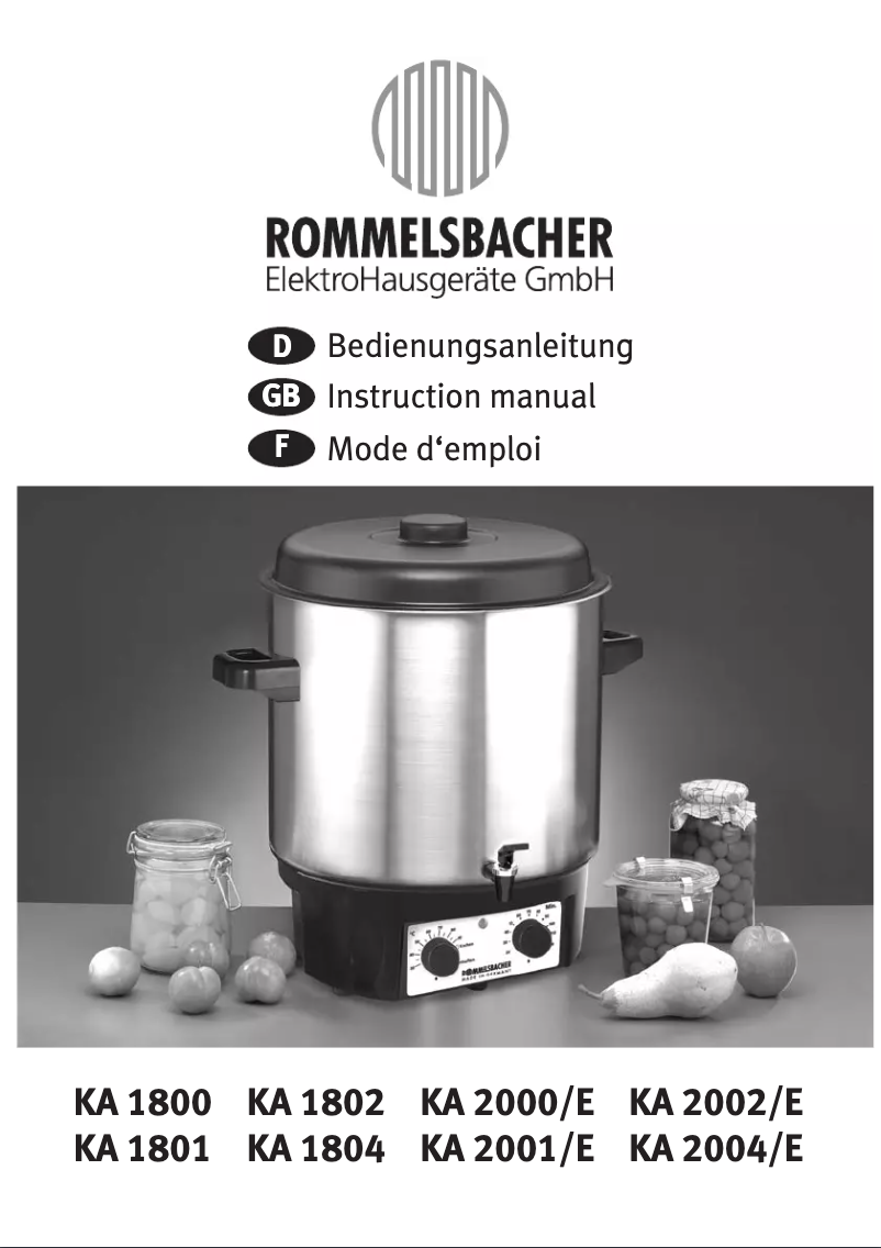 Page 1 of the manual User Manual Rommelsbacher KA 2002