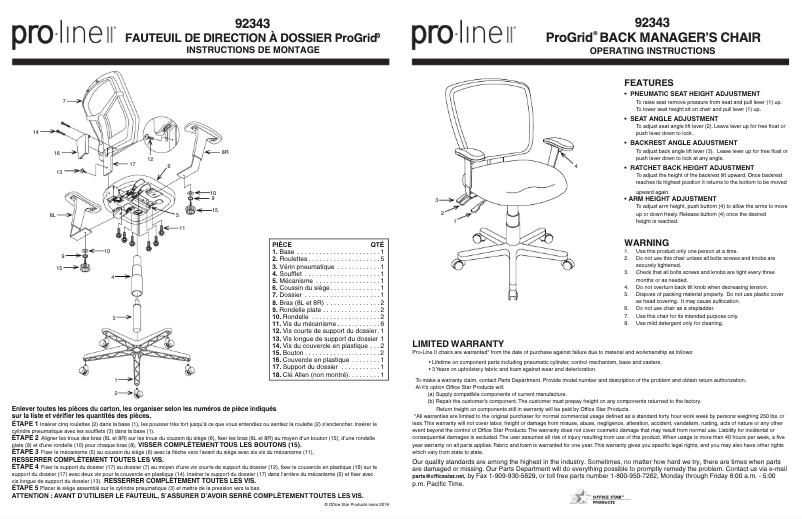 Page 1 of the manual User Manual ProLine II ProGrid 92343