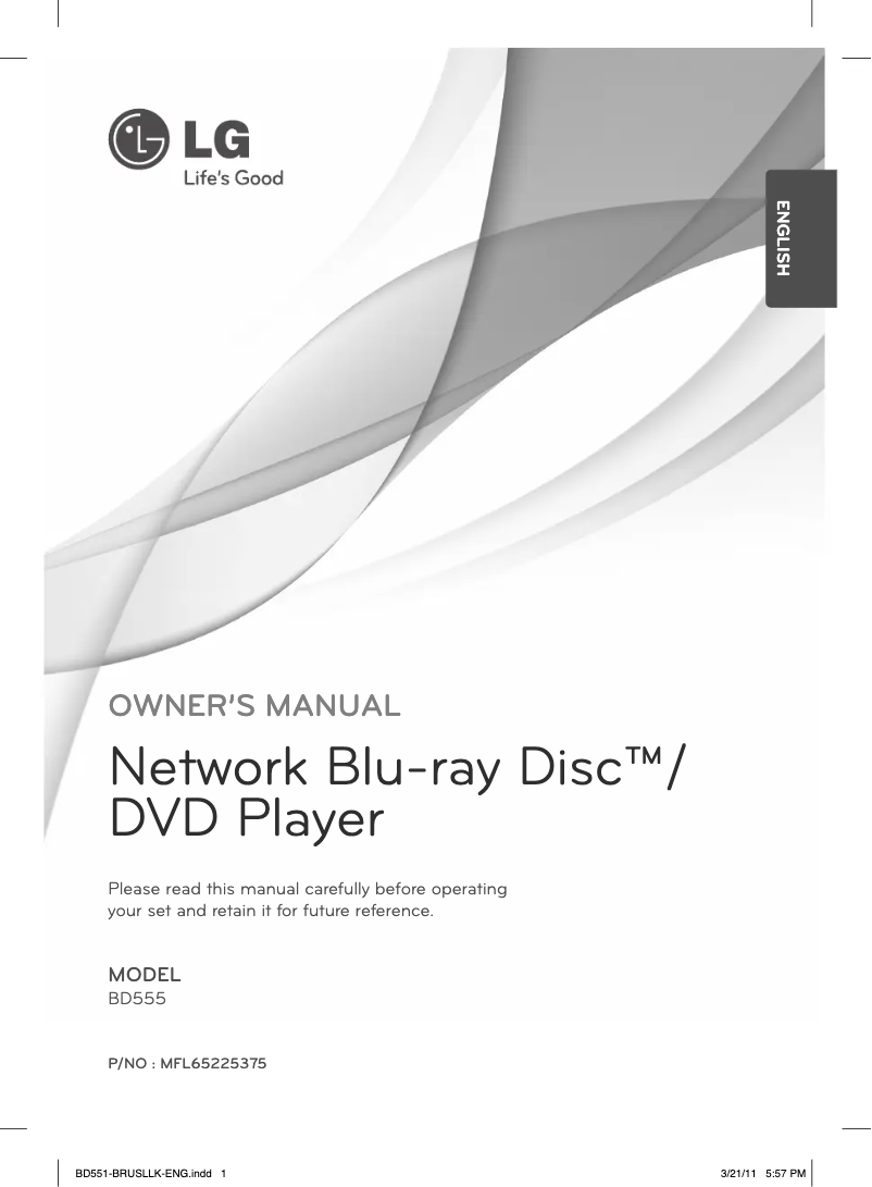 First page image of the manual for BD555