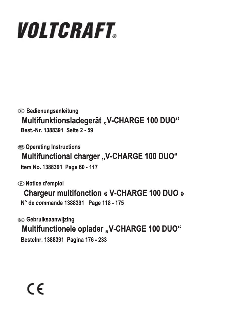 First page image of the manual for V-Charge 100 Duo