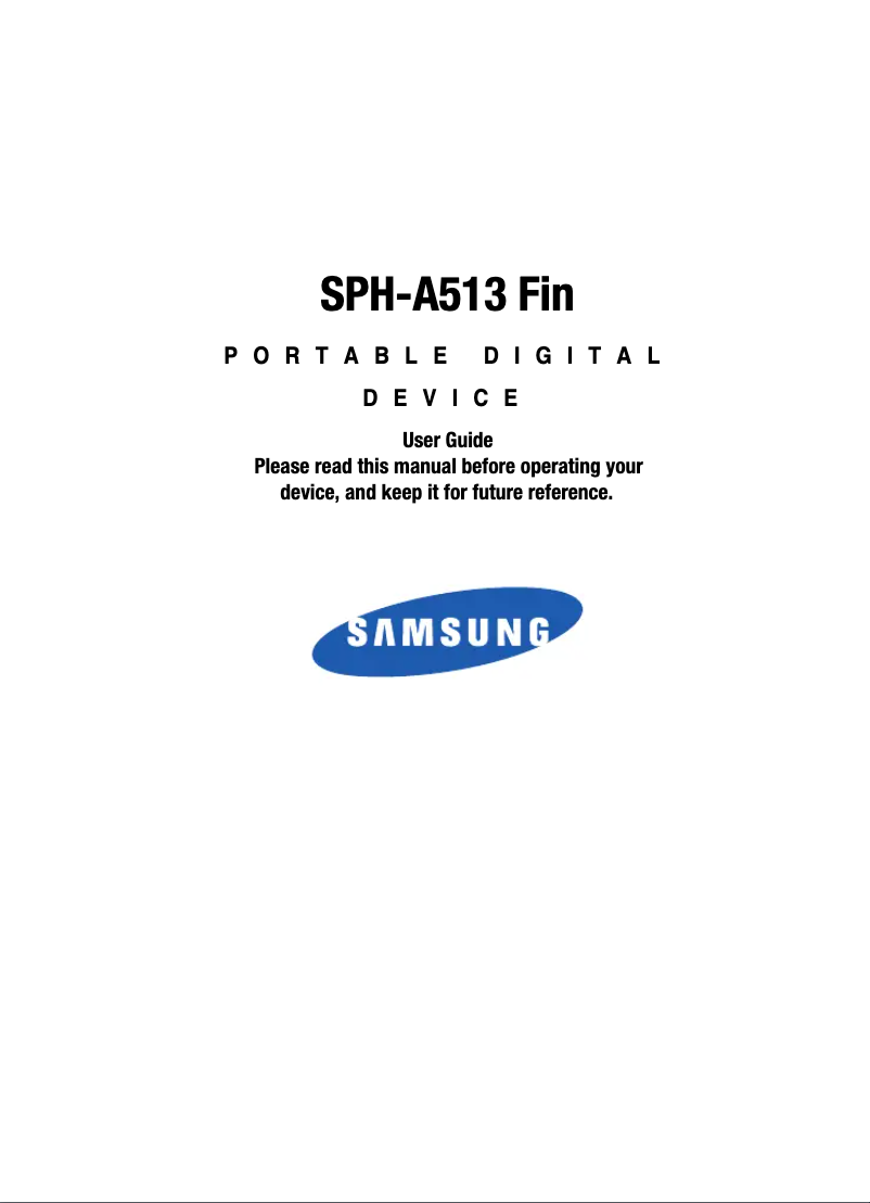 First page image of the manual for Fin SPH-A513