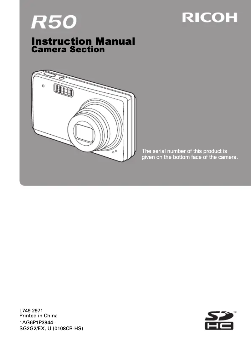 Page 1 of the manual User Manual Ricoh R50