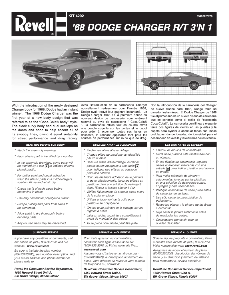 Page 1 of the manual User Manual Revell 1968 Dodge Charger R/T