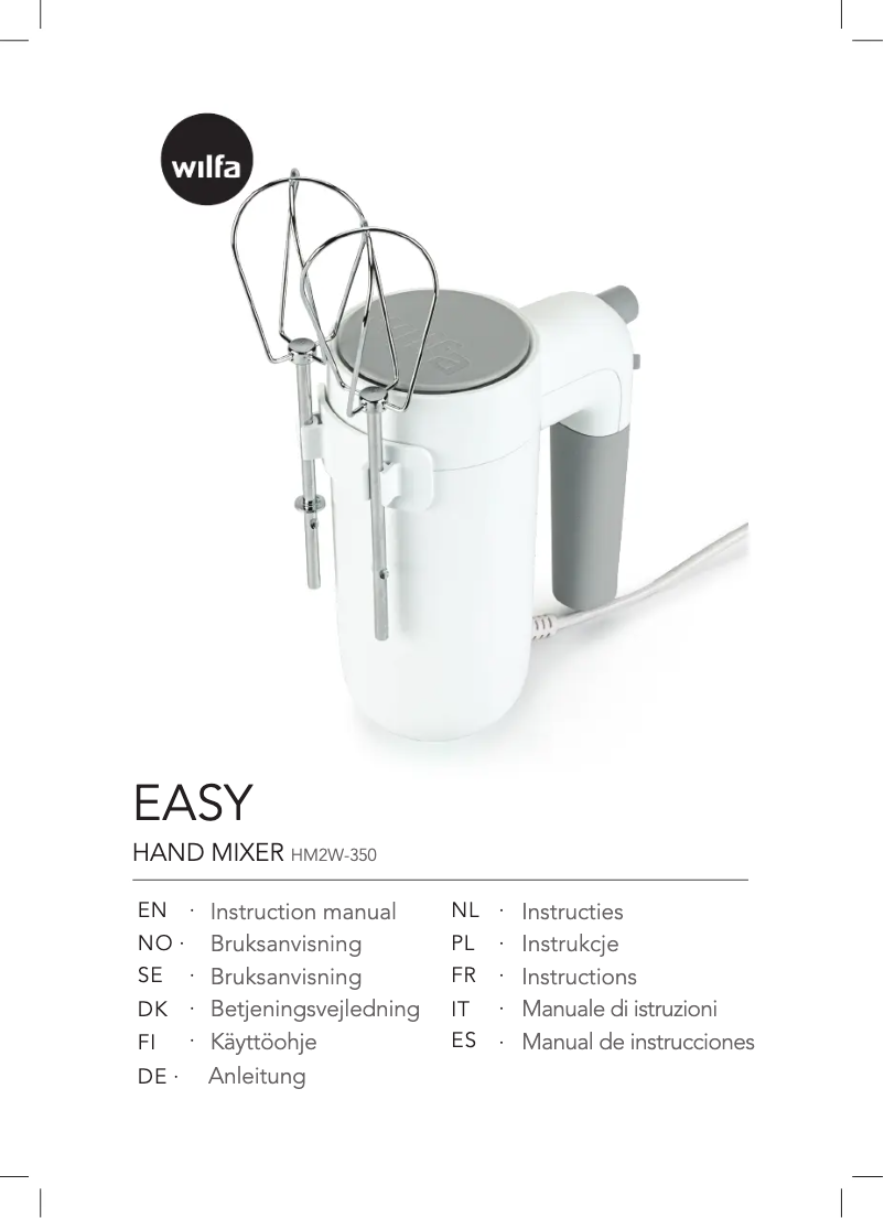 Page 1 of the manual User Manual Wilfa EASY HM2W-350