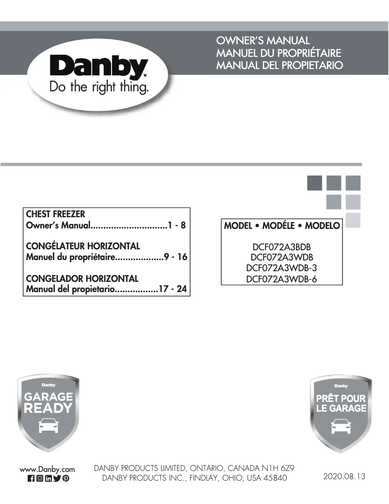 Page 1 of the manual User Manual Danby DCF072A3BDB